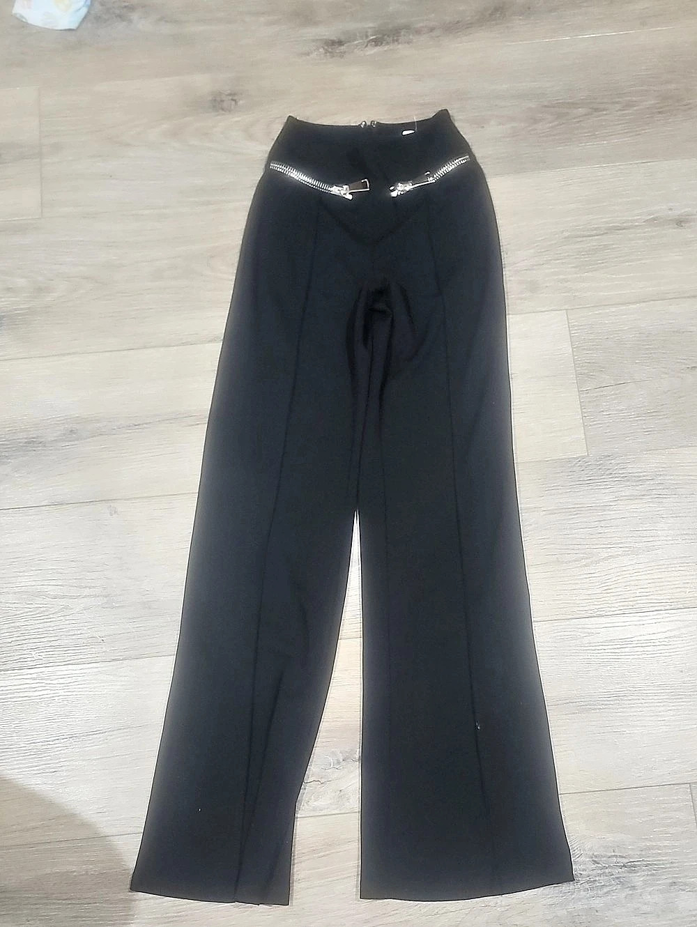 Fashion Nova Over Sized Zipper Pants Wide Leg Pants Black Size Small Nwt